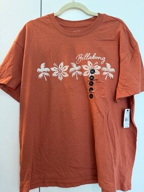 Billabong Rust Orange Palm & Hibiscus Graphic Tee